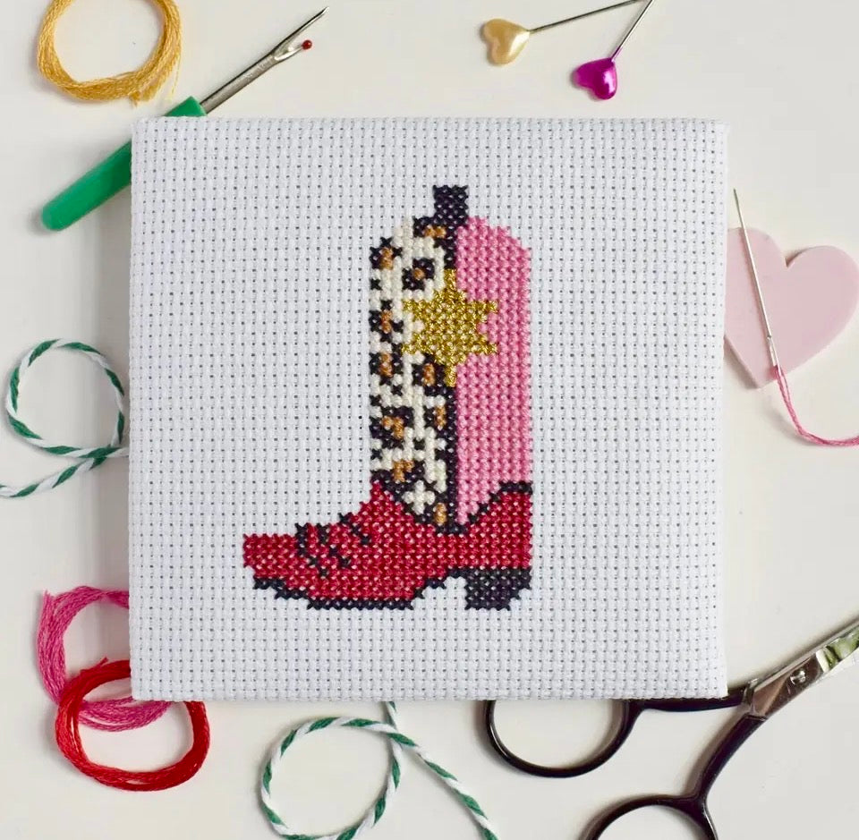 Cowgirl Boot Mini Cross Stitch Kit