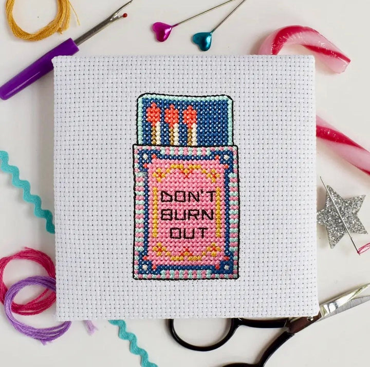 Don’t Burn Out Mini Cross Stitch Kit