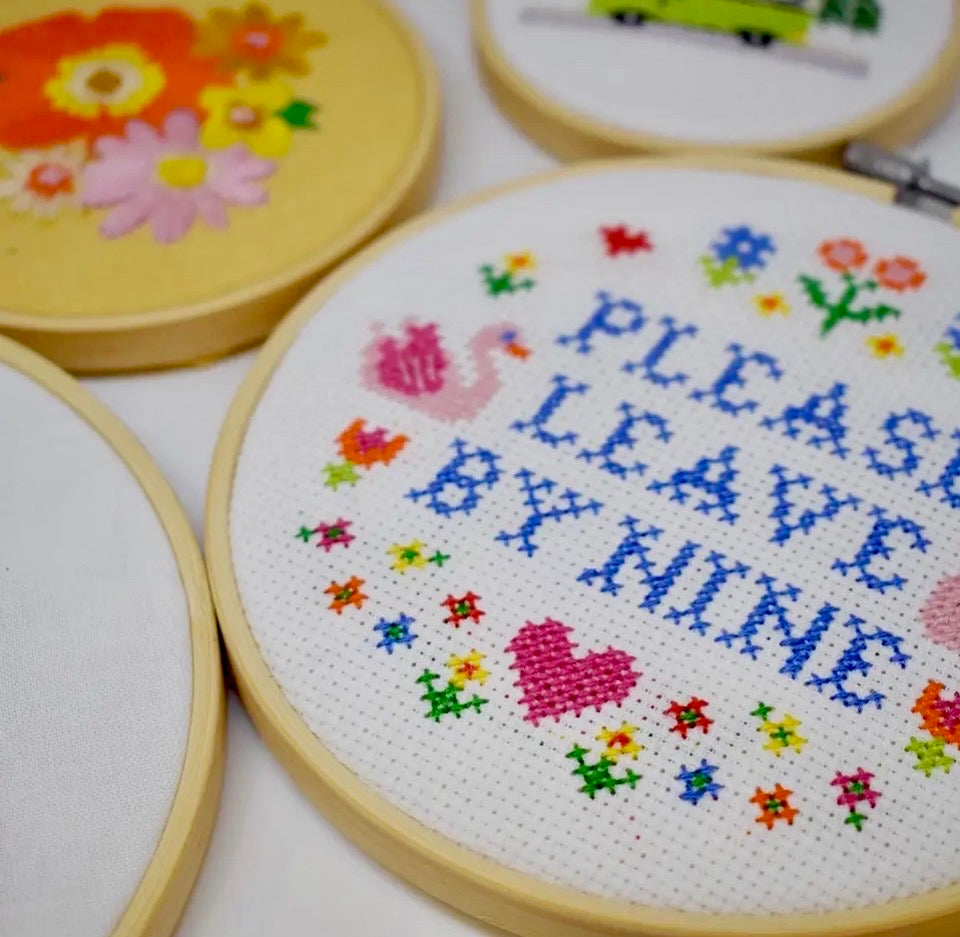 Please Leave By Nine Cross Stitch Kit